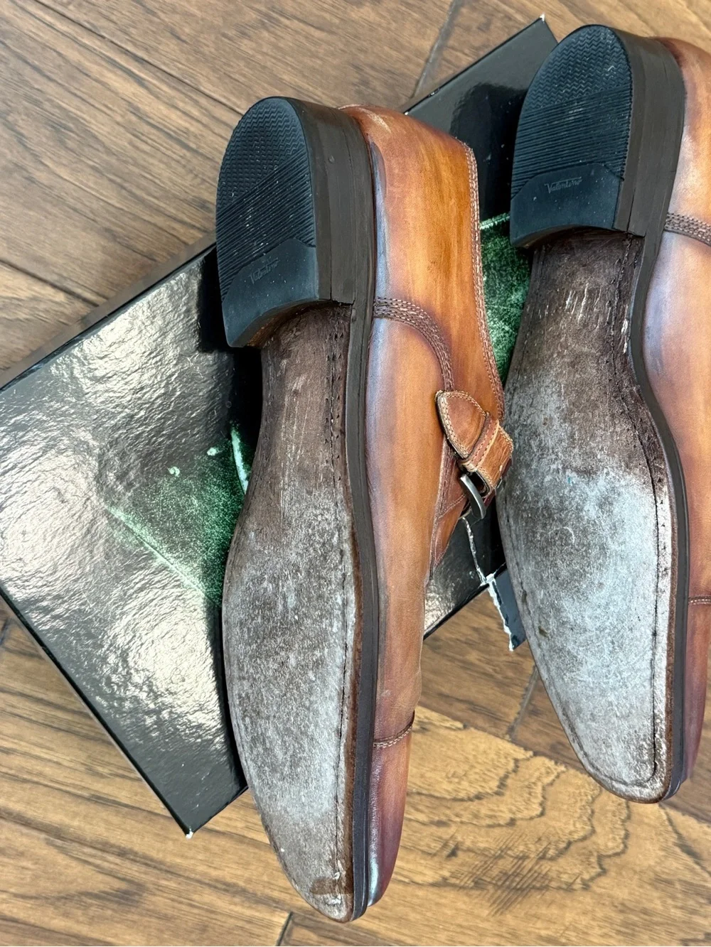 Magnanni Brown Leather Single Monk Strap Dress Shoes